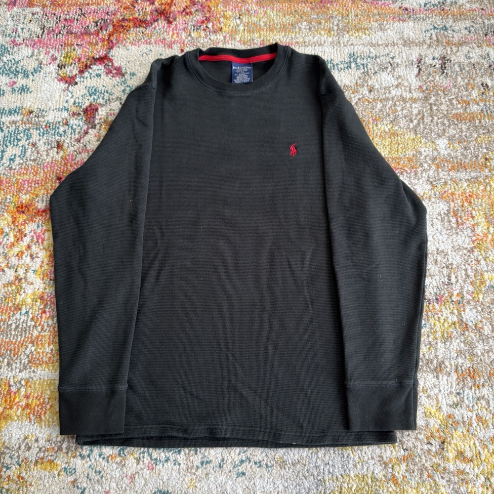 Polo Ralph Lauren Long Sleeve Thermal Shirt Mens Large Pony Waffle Knit